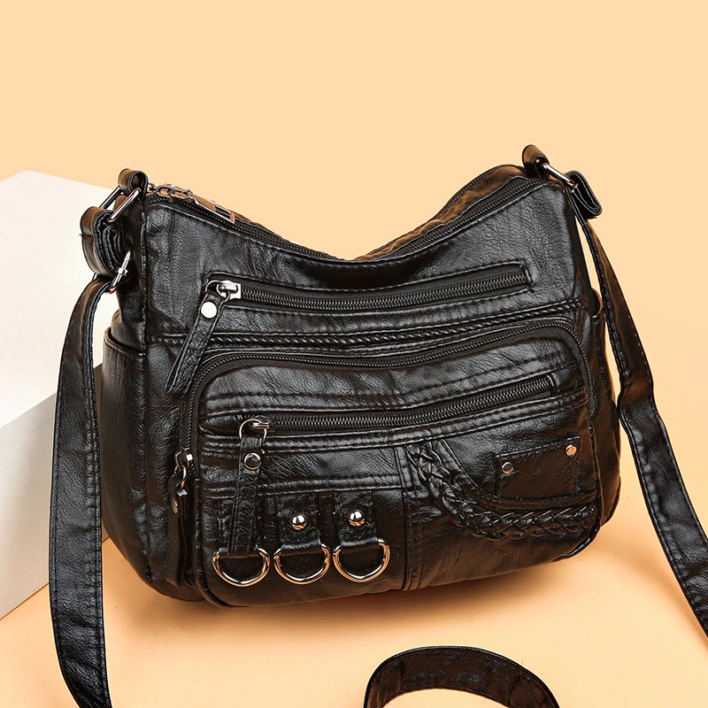 Vintage Pu Leather Luxury Purses and Handbags High Quality Women's Bag Design Multi-pocket Ladies Crossbody Shoulder Bags