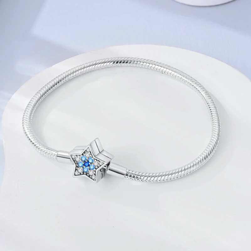 2024 Hot Selling New Original 925 Sterling Silver Snake Chain Heart Cat Claw Bracelet for Disk Beads DIY Jewelry Making