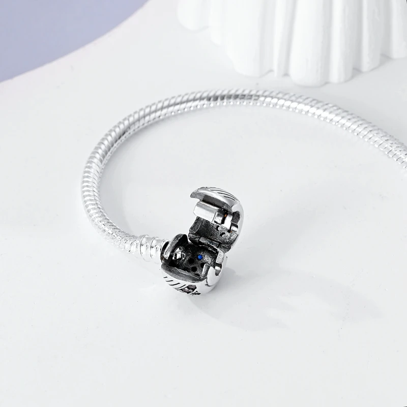 2024 Hot Selling New Original 925 Sterling Silver Snake Chain Heart Cat Claw Bracelet for Disk Beads DIY Jewelry Making