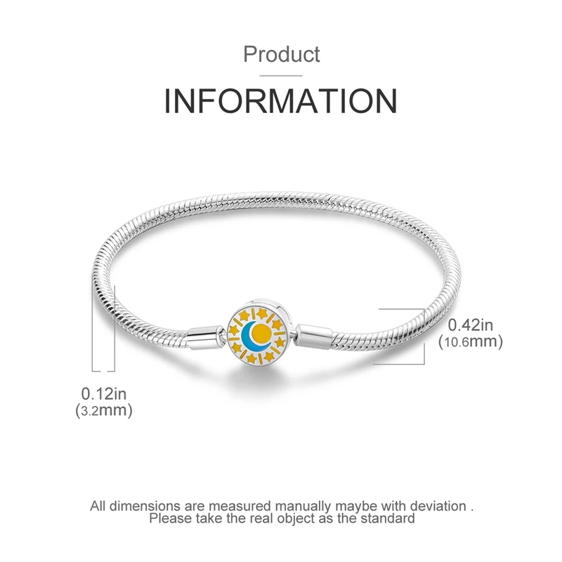 2024 Hot Selling New Original 925 Sterling Silver Snake Chain Heart Cat Claw Bracelet for Disk Beads DIY Jewelry Making