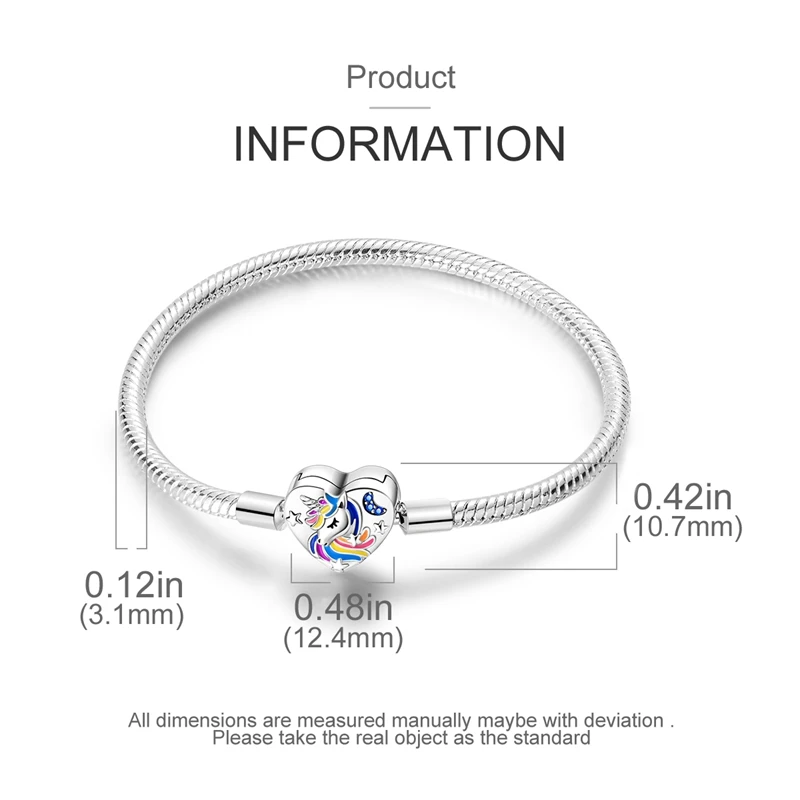 2024 Hot Selling New Original 925 Sterling Silver Snake Chain Heart Cat Claw Bracelet for Disk Beads DIY Jewelry Making