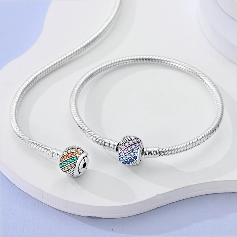 2024 Hot Selling New Original 925 Sterling Silver Snake Chain Heart Cat Claw Bracelet for Disk Beads DIY Jewelry Making