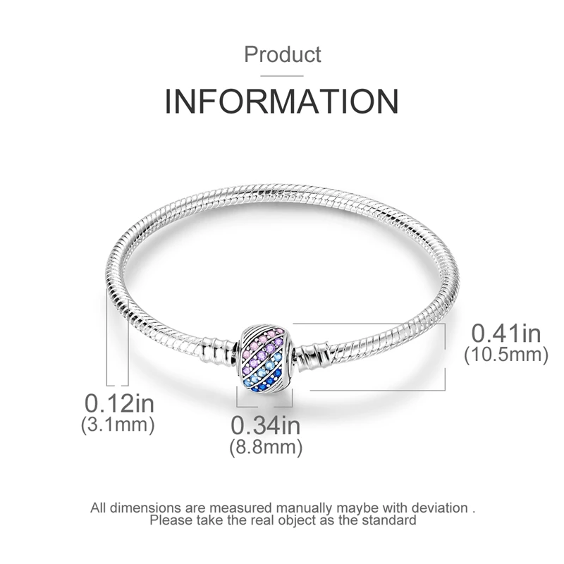 2024 Hot Selling New Original 925 Sterling Silver Snake Chain Heart Cat Claw Bracelet for Disk Beads DIY Jewelry Making