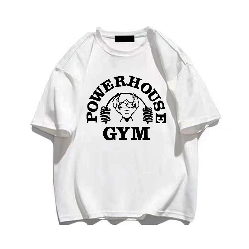 Summer Gym T-Shirts 100 Cotton Oversized Women's T Shirt Graphic Print Sporty Men Tee High Quality Men's Clothes Free Shipping