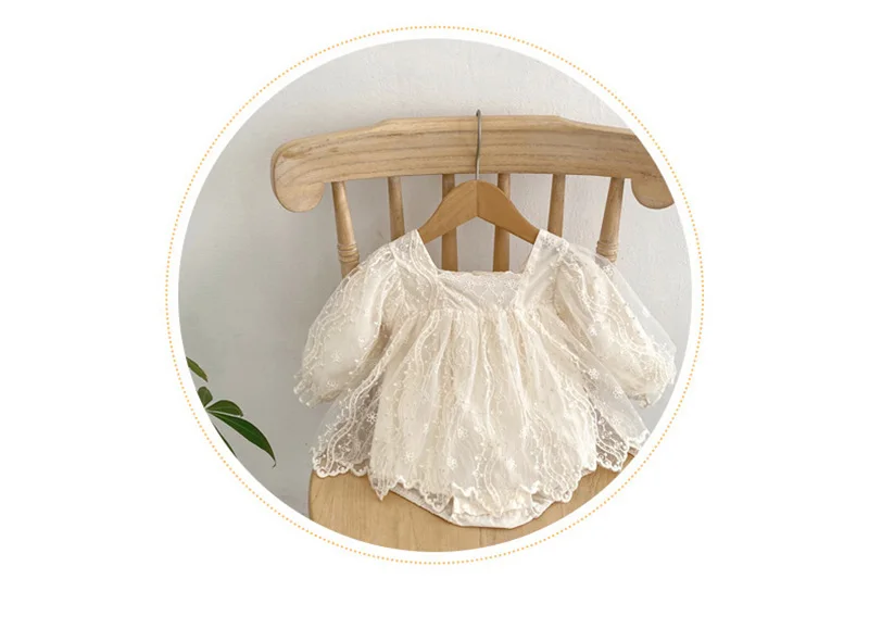 Baby Girls Bodysuit Autumn Princess Lace MeshToddler Romper Dress Solid Cotton Infant Clothing One Piece for 3M-2Y