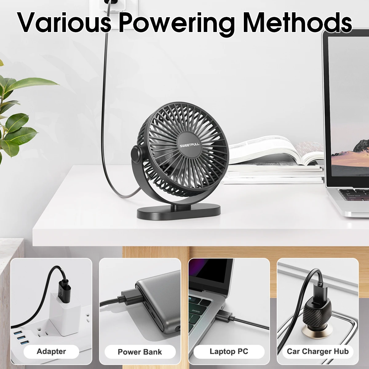 Electric Fan Portable Cooling Laptops Silent USB Fan Three Speed Adjustment for Home Office Desktop Outdoor Camping Mini Fan