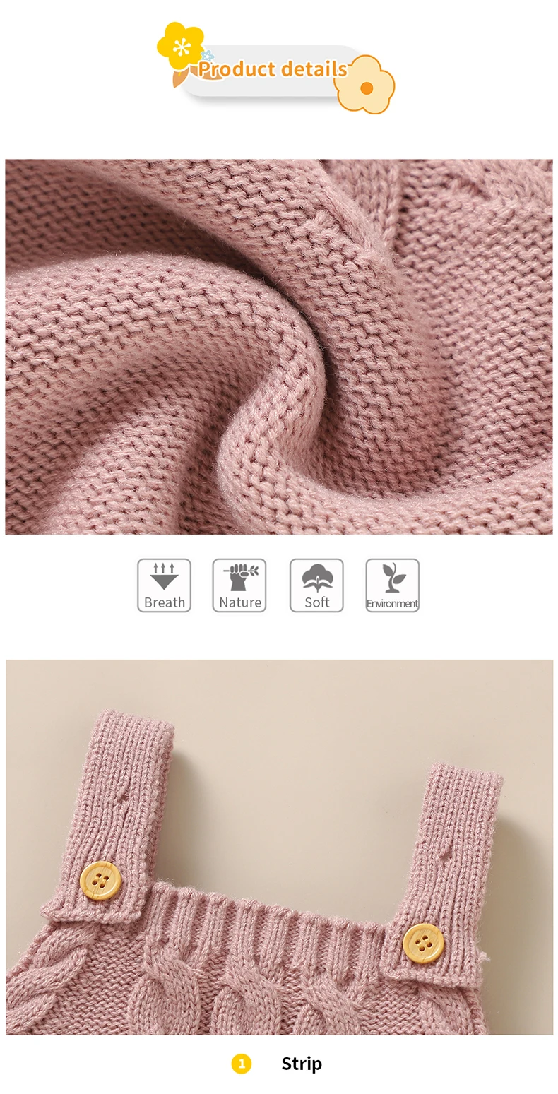 Infant Boys Girls Sleeveless Rompers Clothes 0-18m Newborn Babies Solid Color Knitted Jumpsuits Outfit Spring Fall Children Wear