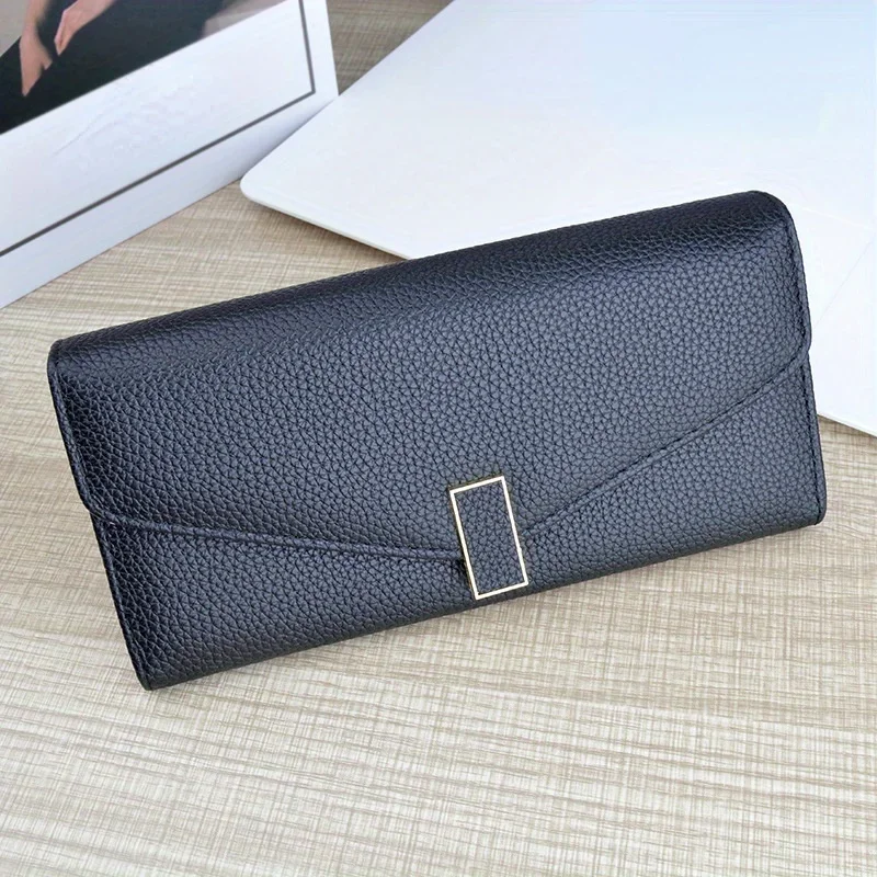 Classic Solid Color Long Wallet, Trendy Women's Credit Card Holder, Simple Coin Purse