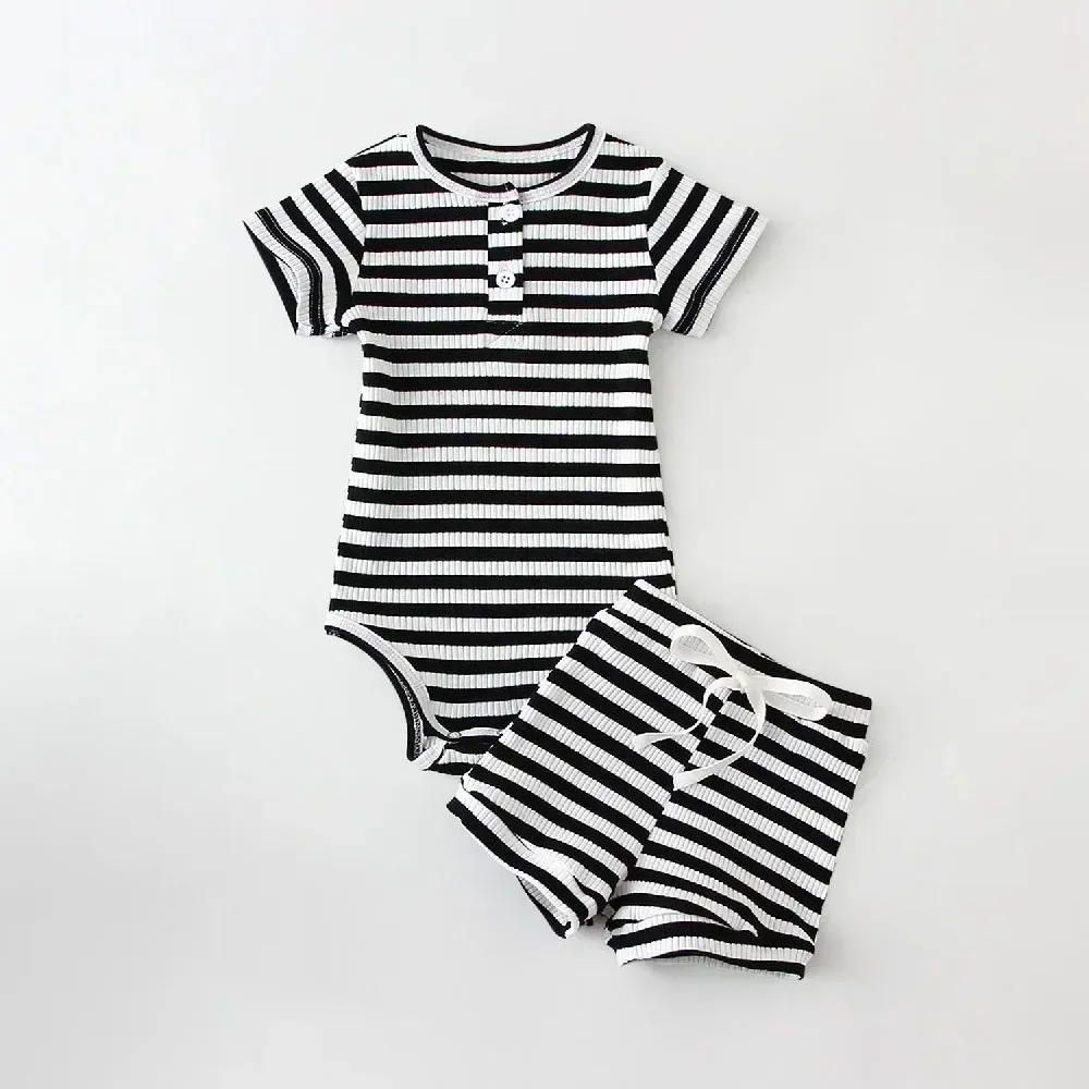 2Pcs Summer Baby Boy Clothing Sets Short Sleeve Bodysuit + Shorts Fashion Newborn Baby Clothes
