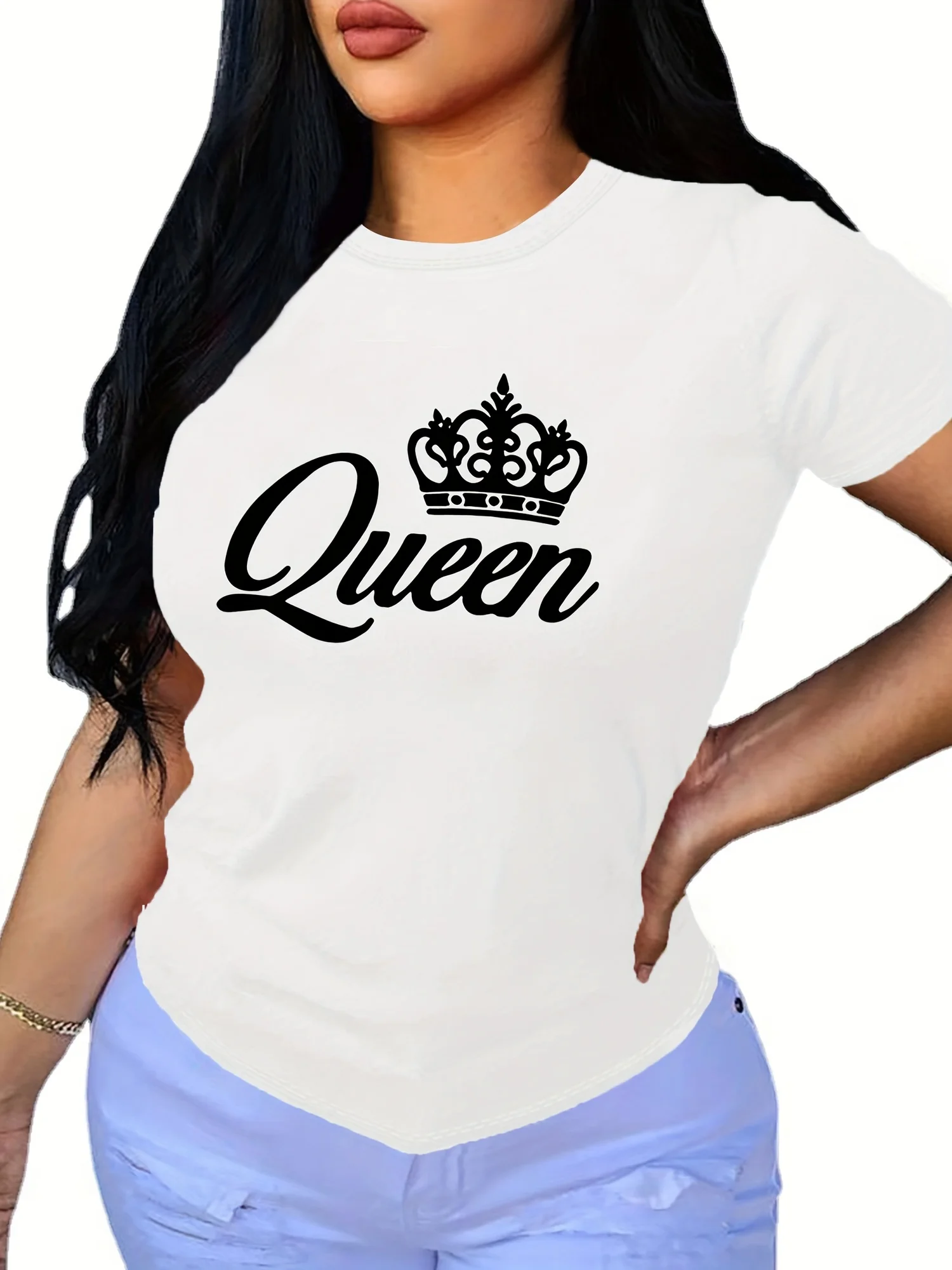 Women's Summer Print Oversized Loose Casual Round Neck Short Sleeved T-Shirt Top Fashion Streetwear Oversized O-Neck