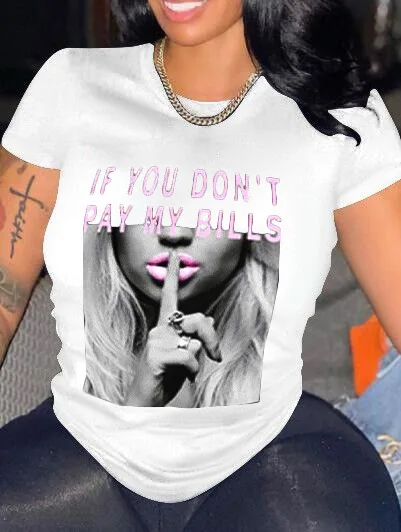 Women's Summer Print Oversized Loose Casual Round Neck Short Sleeved T-Shirt Top Fashion Streetwear Oversized O-Neck