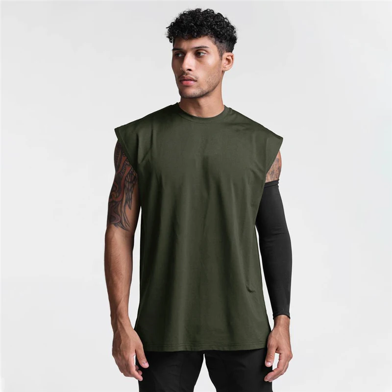 Men's Fitness Running Breathable Exercise Tank Top Sports Casual Sleeveless T-shirts Gym Clothing