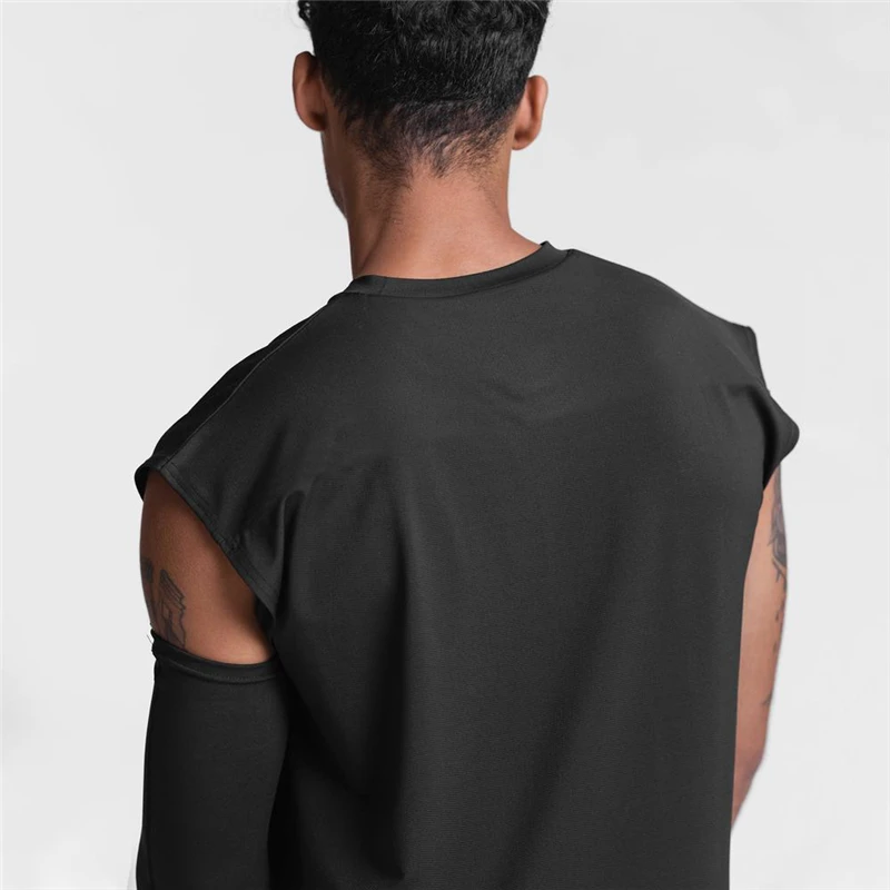 Men's Fitness Running Breathable Exercise Tank Top Sports Casual Sleeveless T-shirts Gym Clothing