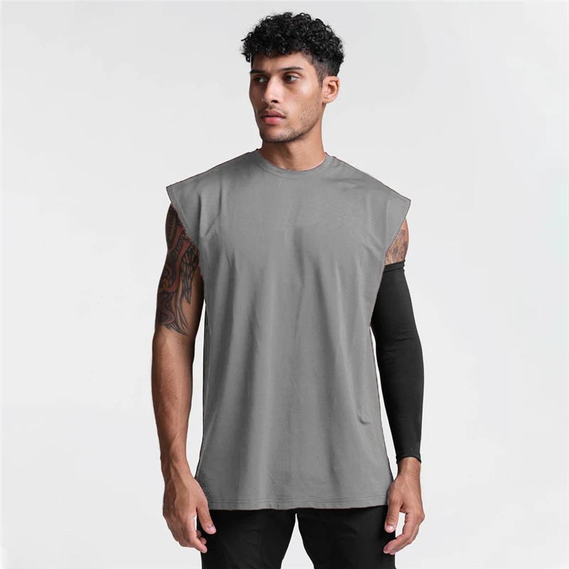 Men's Fitness Running Breathable Exercise Tank Top Sports Casual Sleeveless T-shirts Gym Clothing