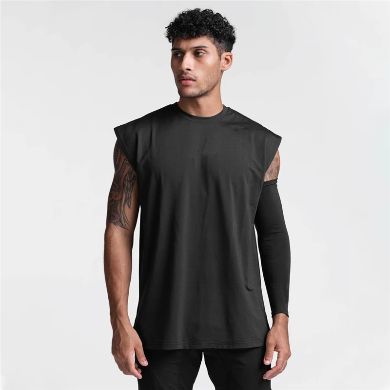 Men's Fitness Running Breathable Exercise Tank Top Sports Casual Sleeveless T-shirts Gym Clothing