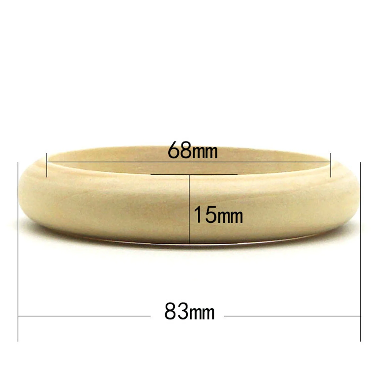 5Pcs Natural Untreated Plain Wooden Blank Bangles Bracelet DIY Jewelry Gift