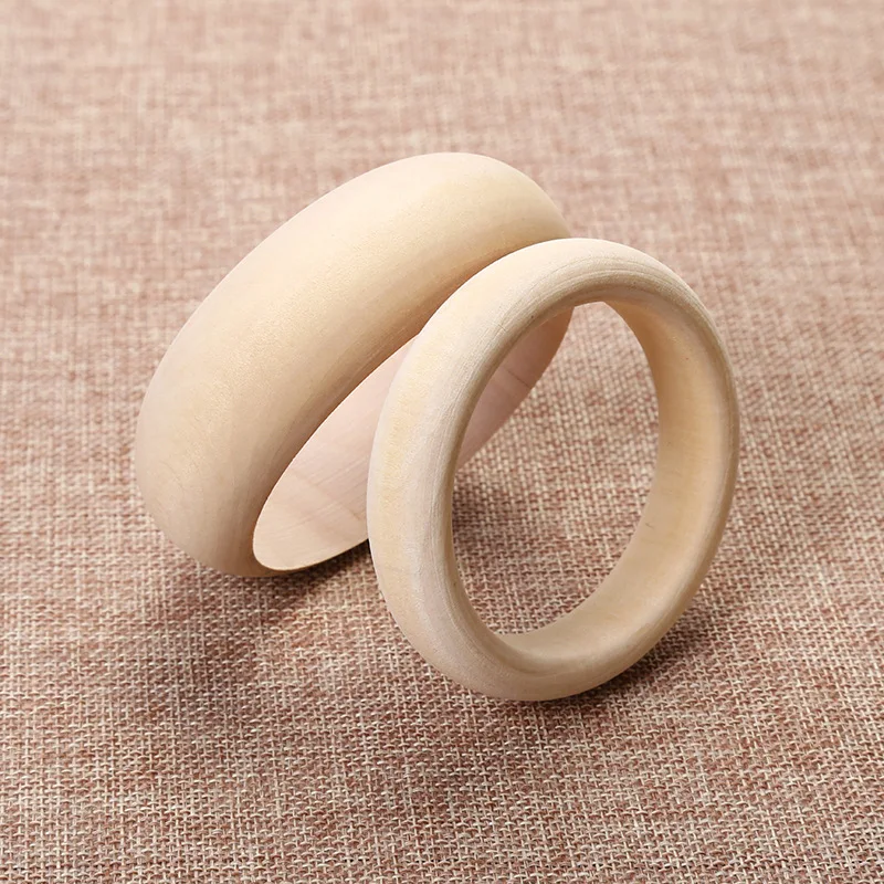 5Pcs Natural Untreated Plain Wooden Blank Bangles Bracelet DIY Jewelry Gift