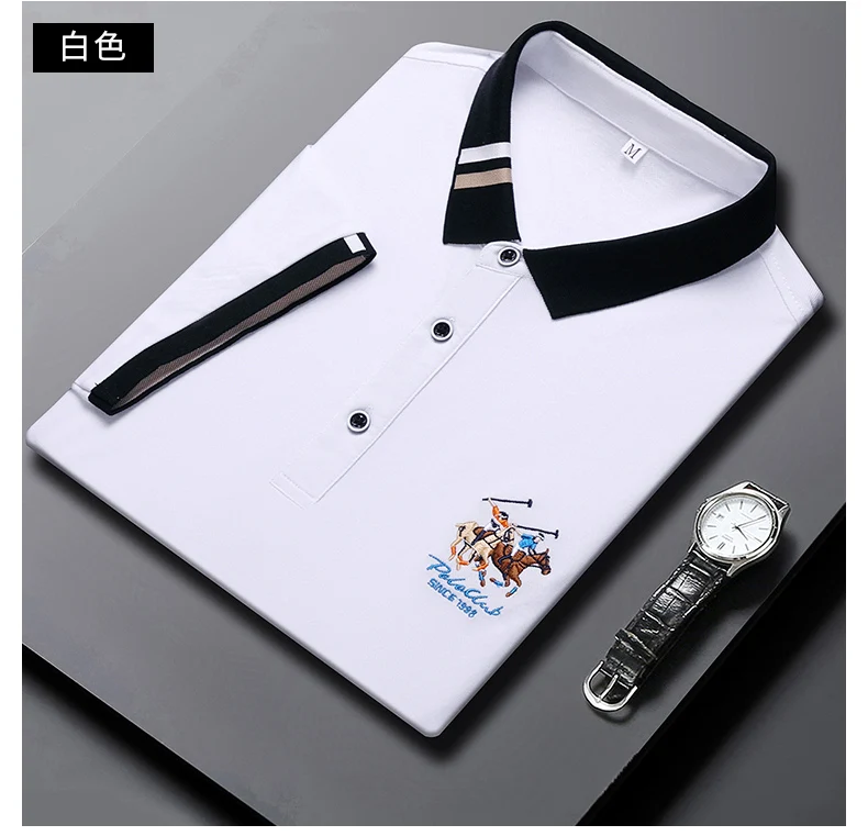 Men's New Exquisite Embroidered Short Sleeved Polo Shirt Summer Business Leisure Breathable T-shirt Top Fashion Men's Clothing