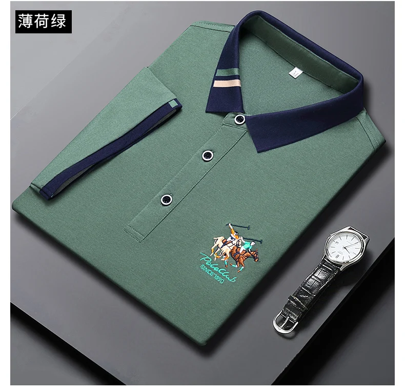 Men's New Exquisite Embroidered Short Sleeved Polo Shirt Summer Business Leisure Breathable T-shirt Top Fashion Men's Clothing
