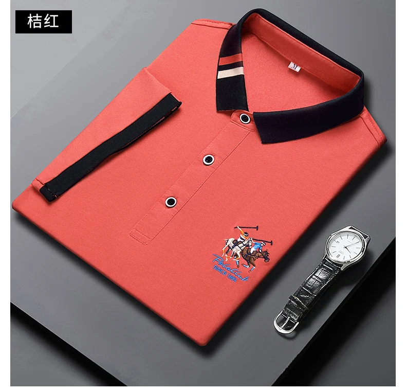 Men's New Exquisite Embroidered Short Sleeved Polo Shirt Summer Business Leisure Breathable T-shirt Top Fashion Men's Clothing