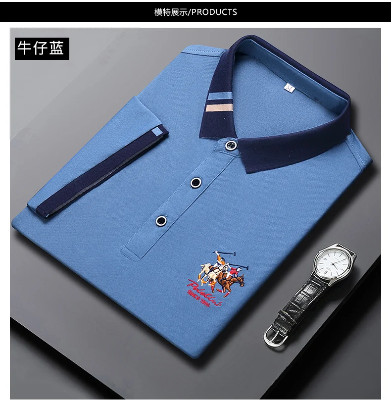 Men's New Exquisite Embroidered Short Sleeved Polo Shirt Summer Business Leisure Breathable T-shirt Top Fashion Men's Clothing
