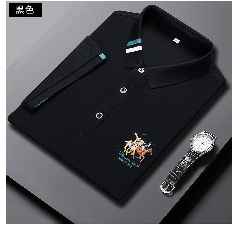 Men's New Exquisite Embroidered Short Sleeved Polo Shirt Summer Business Leisure Breathable T-shirt Top Fashion Men's Clothing