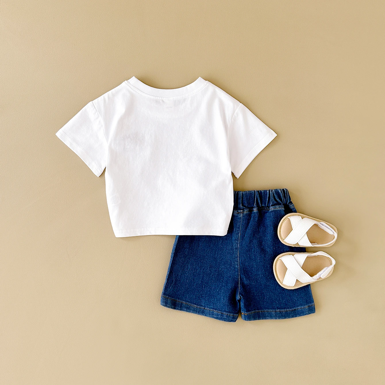 2024 Summer Boys Clothes Boys Girls Outfit Set Casual Leisure Dinosaur Embroidered T-shirt+denim Shorts 2PCS for 0-3Y Childrens