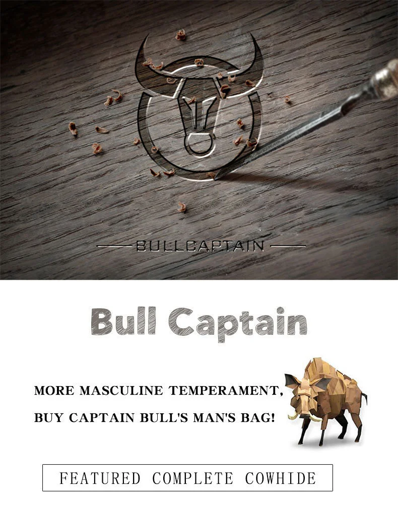 BULLCAPTAIN Genuine Leather Chest Bag Casual Triangle Crossbody Design Travel Shoulder Backpack Men Leather Multifunctional Bag