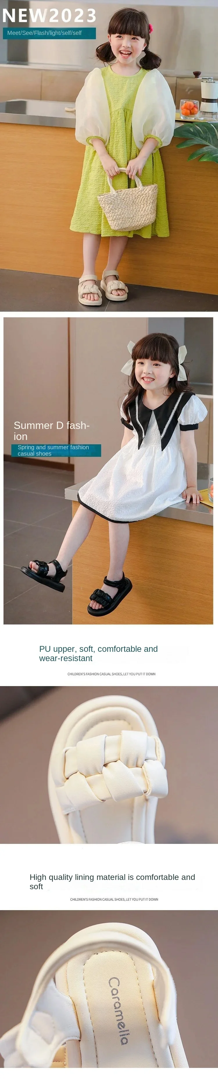 Women's Anti-slip Soft-soled Princess Beach Sandals For Girls Summer 2024 New Style Kids Shoes