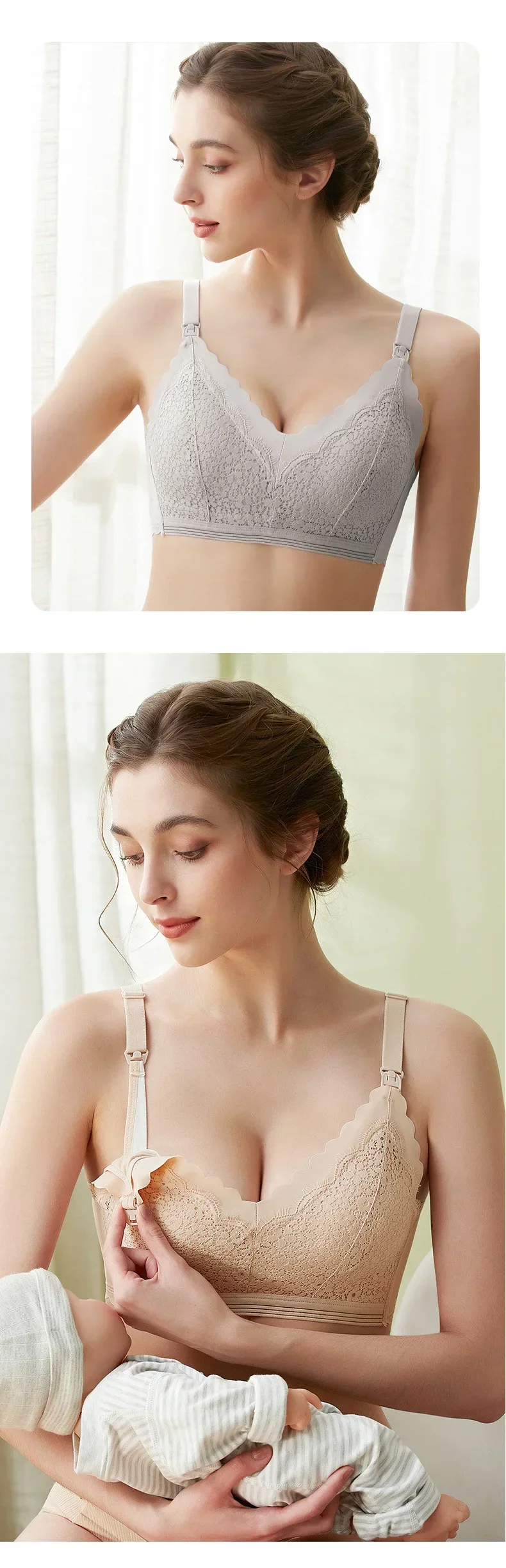 New Lace Up Buckle Without Steel Ring to Prevent Sagging Breastfeeding Bra is Soft and Comfortable For Pregnant Women in Large