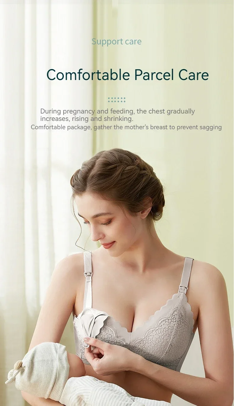 New Lace Up Buckle Without Steel Ring to Prevent Sagging Breastfeeding Bra is Soft and Comfortable For Pregnant Women in Large