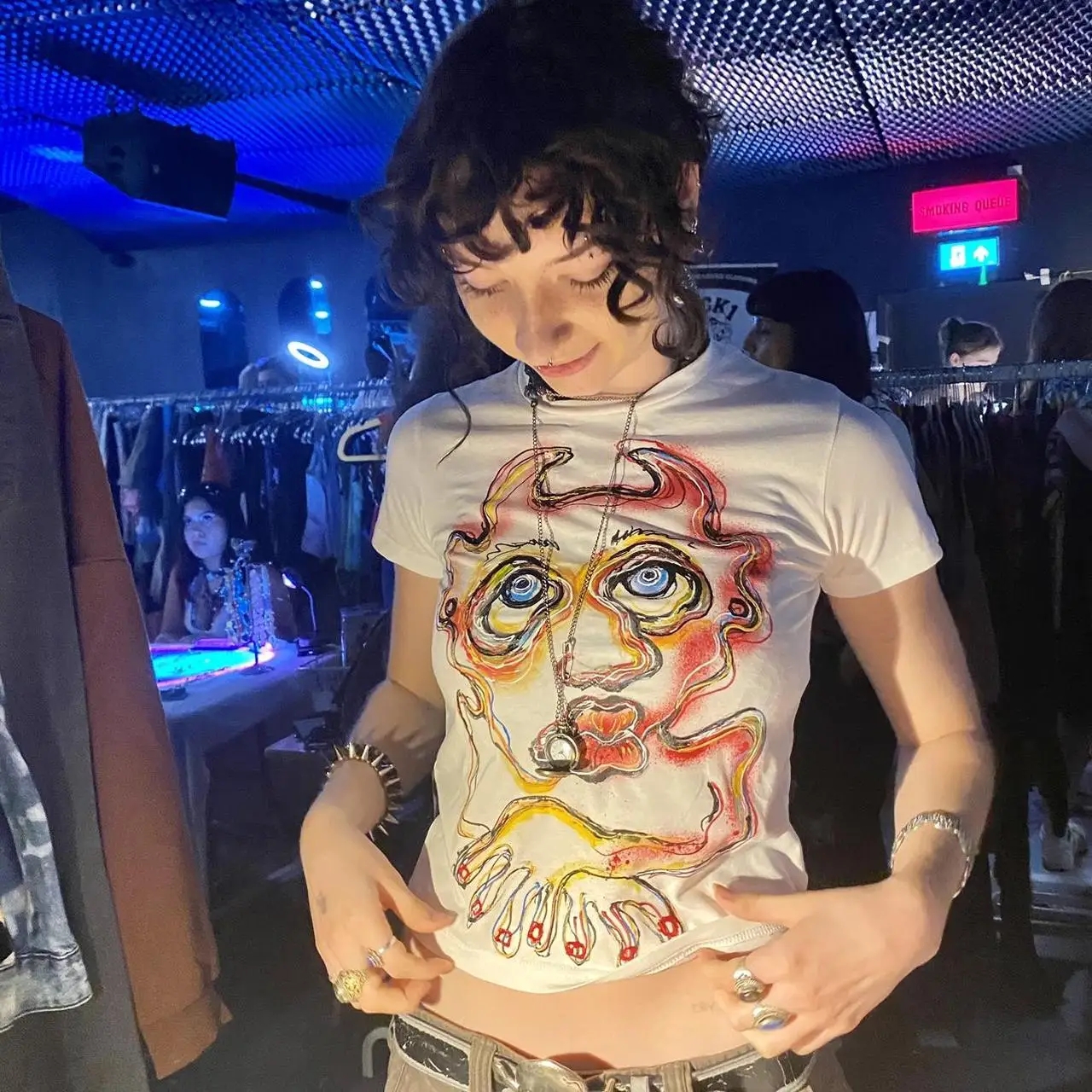 Y2k Crop Tops Tees Letter Print Short Sleeve T-shirt Slim Graphic Summer T-shirts Aesthetic Clothes Emo Girl 2000s Women T-Shirt