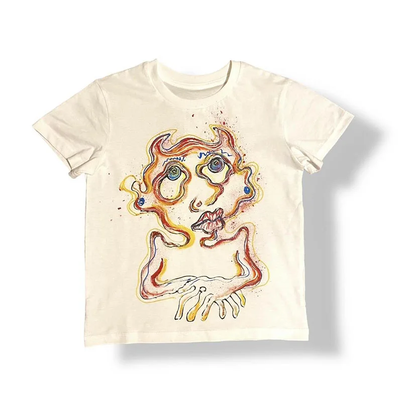 Y2k Crop Tops Tees Letter Print Short Sleeve T-shirt Slim Graphic Summer T-shirts Aesthetic Clothes Emo Girl 2000s Women T-Shirt