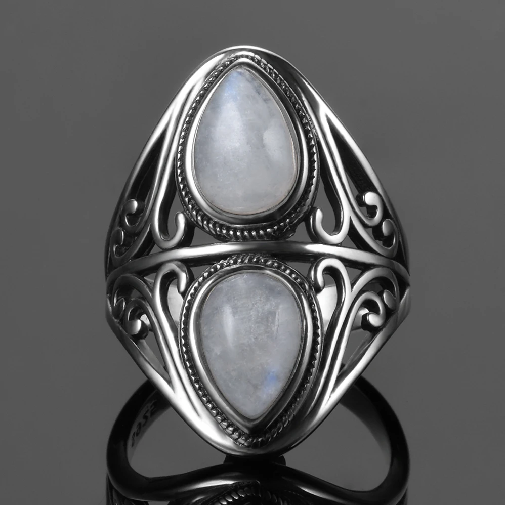 Charms 6x9MM Natural Amethyst S925 Silver Rings Women's Jewelry Vintage Ring Anniversary Party Gifts For Women