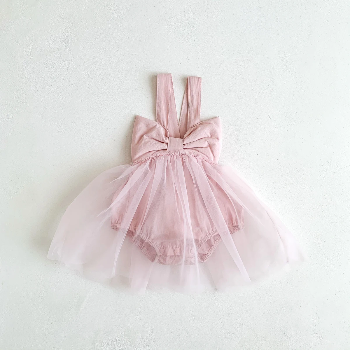 0-2 Years Old Baby Girls INS Ballet Romper Mesh Dress Big Bow Tie Jumpsuit Cute Kids Bodysuit Fashion Clothes
