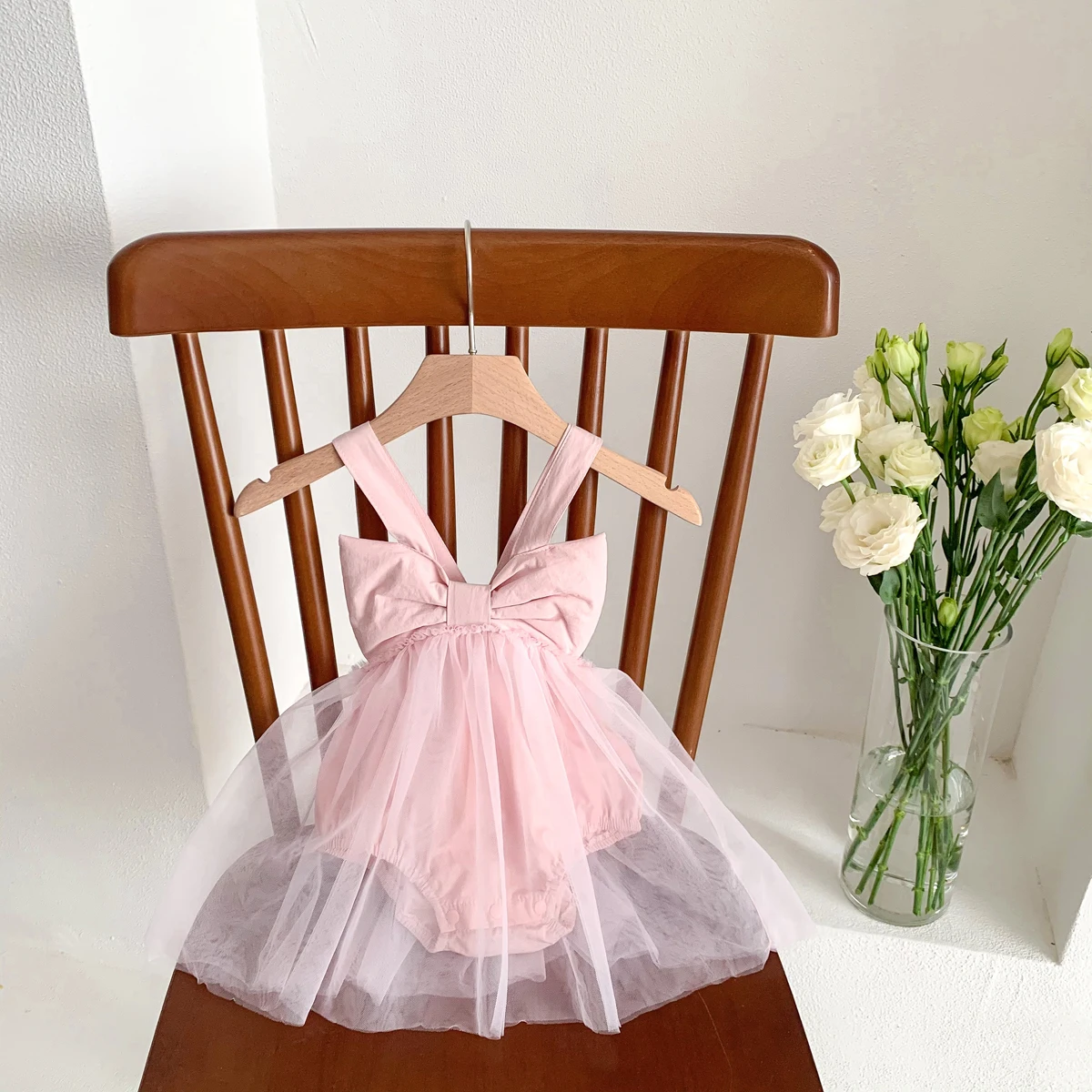 0-2 Years Old Baby Girls INS Ballet Romper Mesh Dress Big Bow Tie Jumpsuit Cute Kids Bodysuit Fashion Clothes