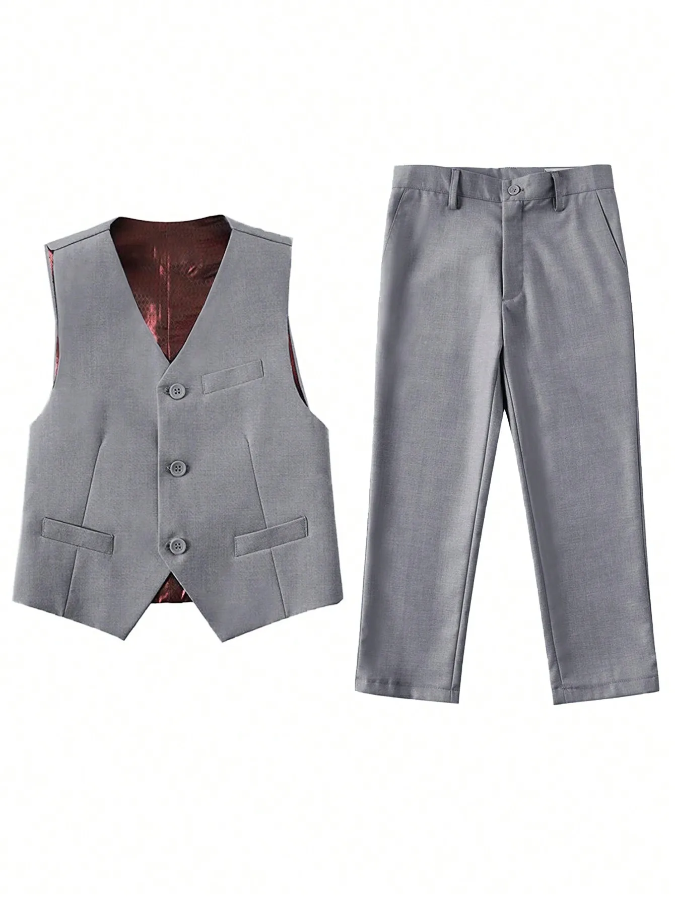 4pcs/set Boys' Suit Set With Pants, Vest, Shirt And Tie School Uniforms
