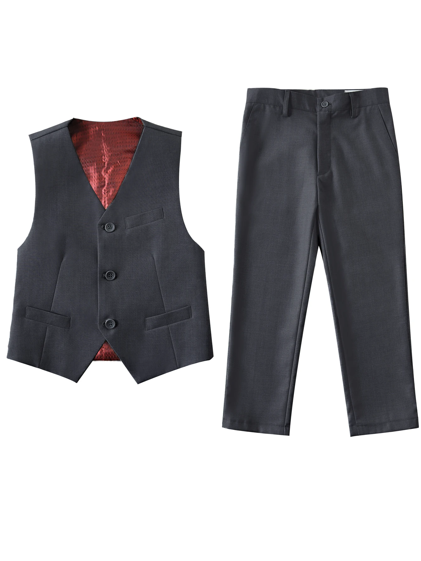 4pcs/set Boys' Suit Set With Pants, Vest, Shirt And Tie School Uniforms