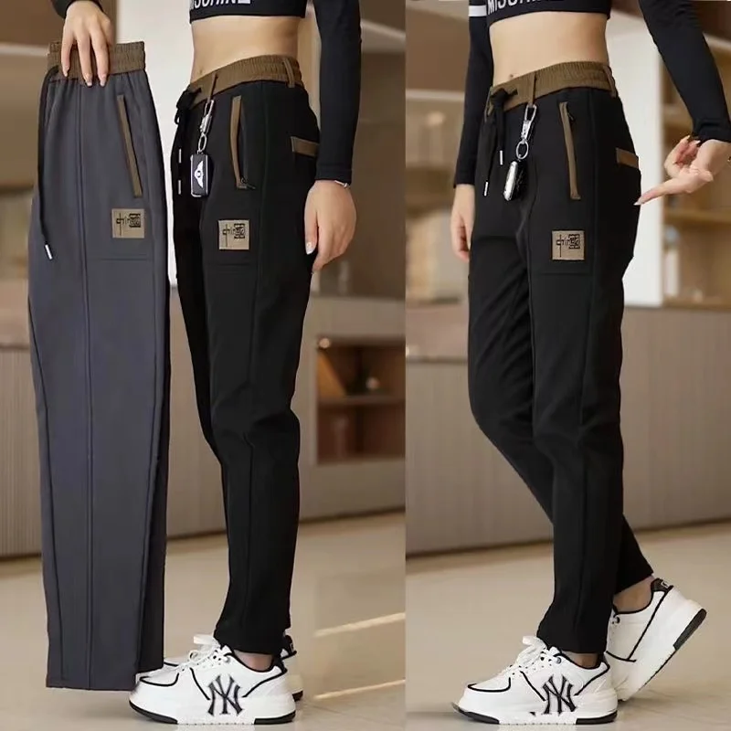 New Chinese Style Casual Mens Pants Summer Ice Silk Mid-Waist Elastic Straight Trousers Confortable Breathable Sports Pants