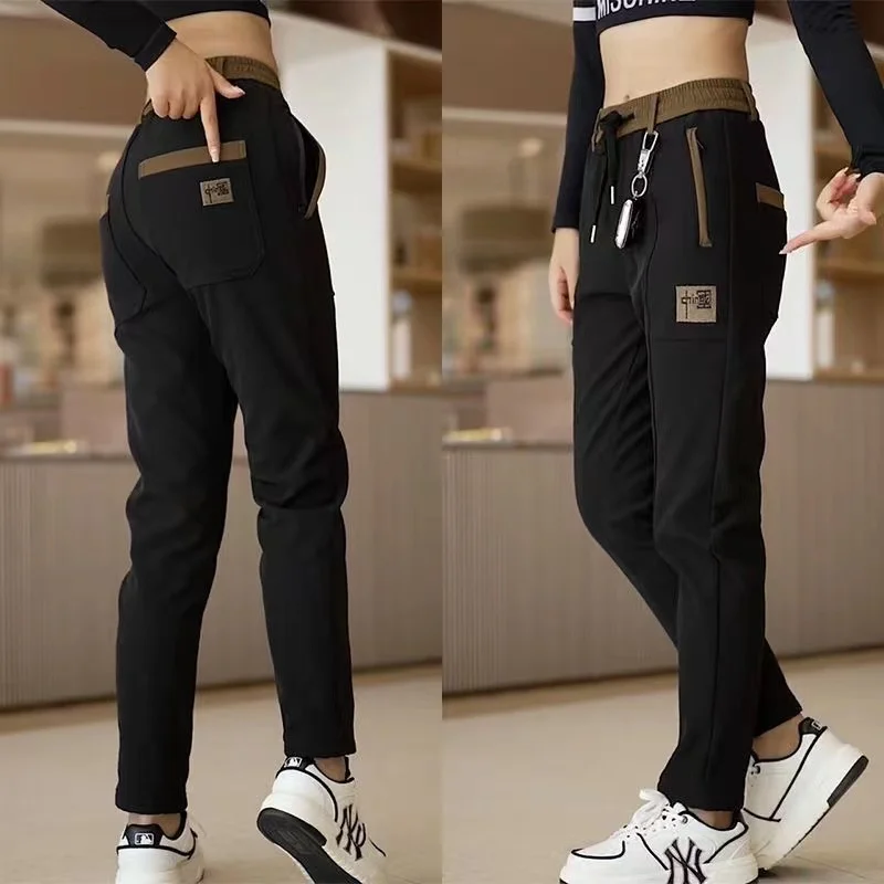 New Chinese Style Casual Mens Pants Summer Ice Silk Mid-Waist Elastic Straight Trousers Confortable Breathable Sports Pants