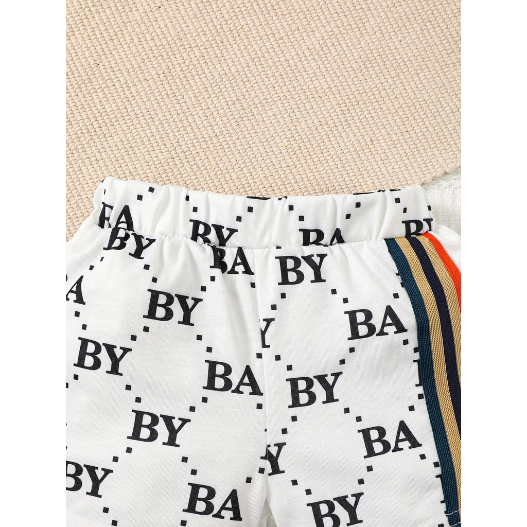 0-3 Years Toddler Baby Boy 2pcs Clothing Set T-shirt Letter Short Sleeve Top with Shorts Light Luxury Style Photograph Outfit