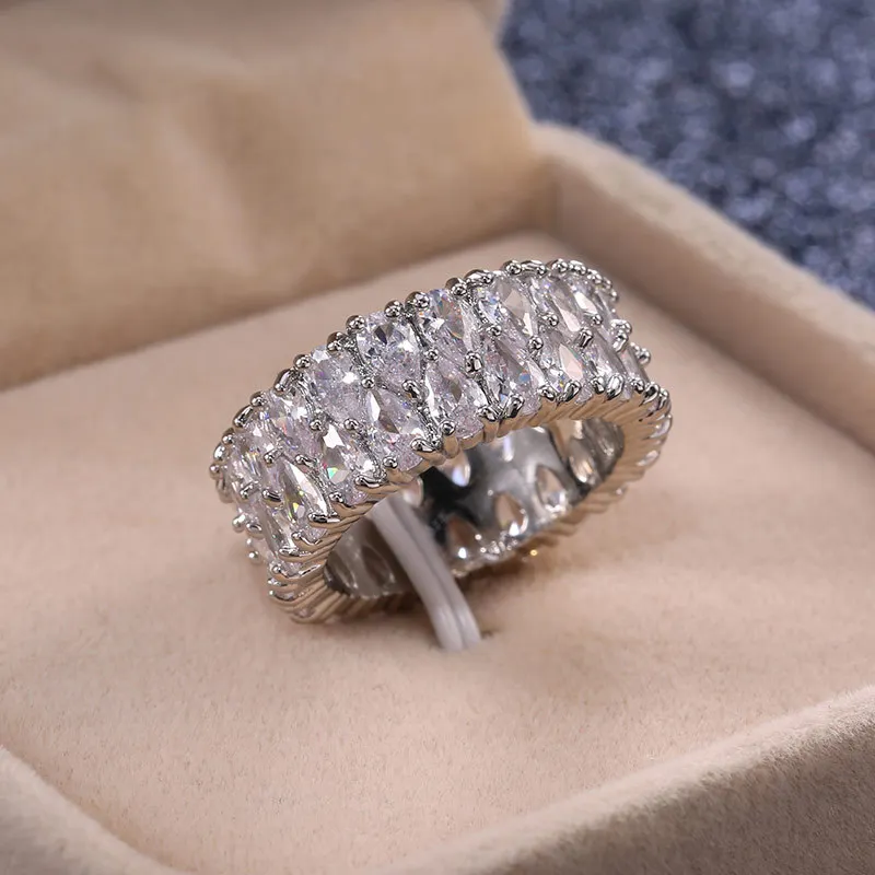 Fashion Luxury Unisex Full Zircon Rings for Women Hiphop Men's Ring Hot Sale Couple Ring Ladies Rings Wedding Party Jewelry Gift