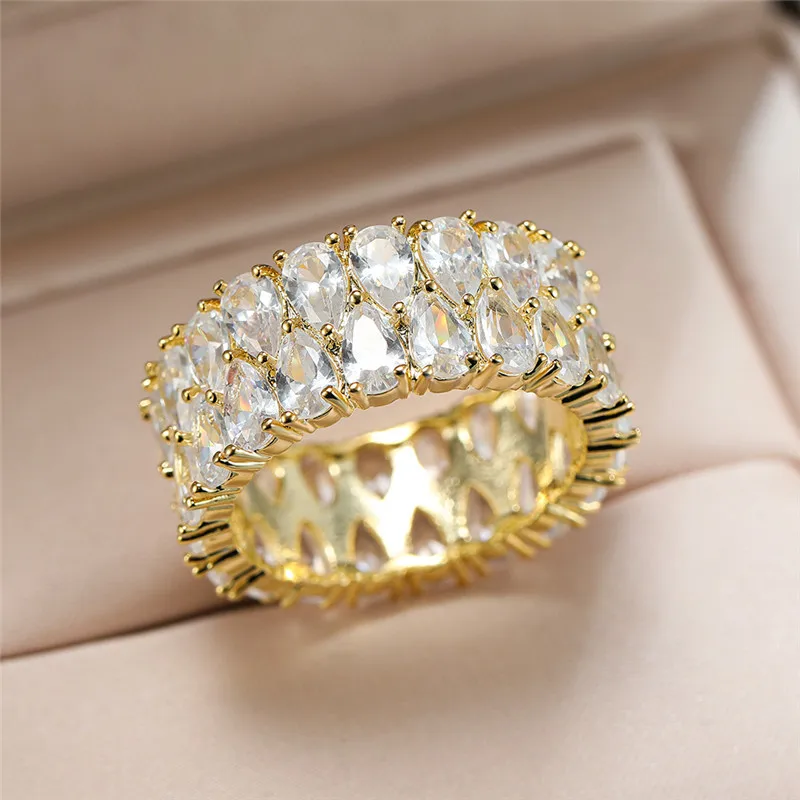 Fashion Luxury Unisex Full Zircon Rings for Women Hiphop Men's Ring Hot Sale Couple Ring Ladies Rings Wedding Party Jewelry Gift