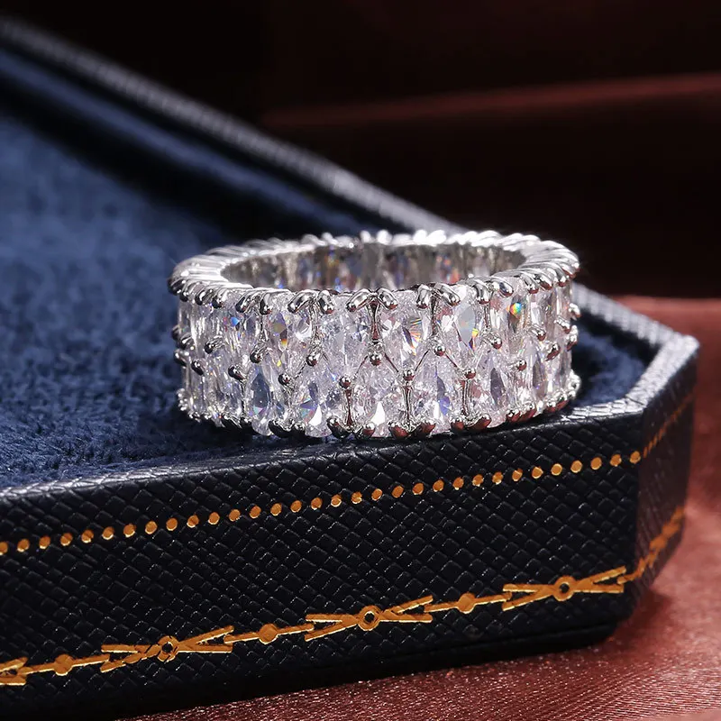 Fashion Luxury Unisex Full Zircon Rings for Women Hiphop Men's Ring Hot Sale Couple Ring Ladies Rings Wedding Party Jewelry Gift