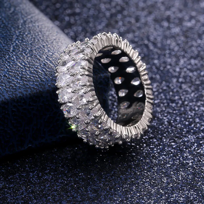 Fashion Luxury Unisex Full Zircon Rings for Women Hiphop Men's Ring Hot Sale Couple Ring Ladies Rings Wedding Party Jewelry Gift