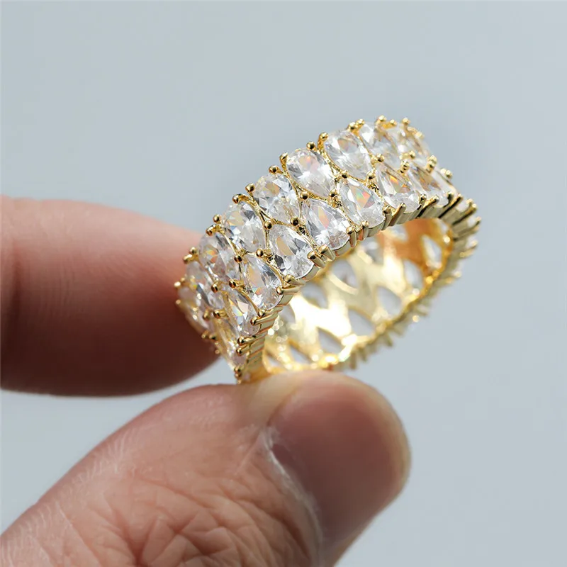 Fashion Luxury Unisex Full Zircon Rings for Women Hiphop Men's Ring Hot Sale Couple Ring Ladies Rings Wedding Party Jewelry Gift