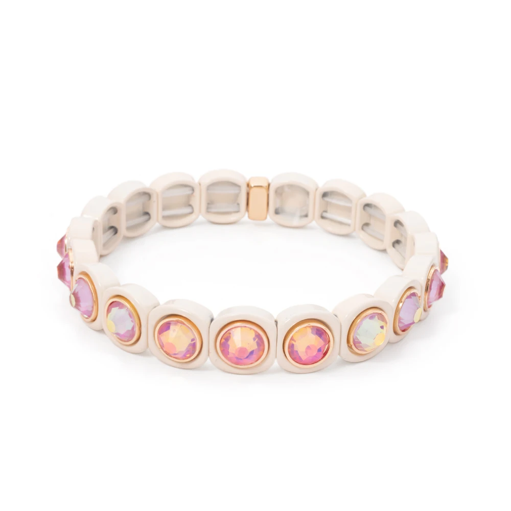 2024 Rainbow 9mm Rhinestone Women Bangle Enamel Colorful Crystal Beads Elastic Bracelet Boho Jewelry Accessories