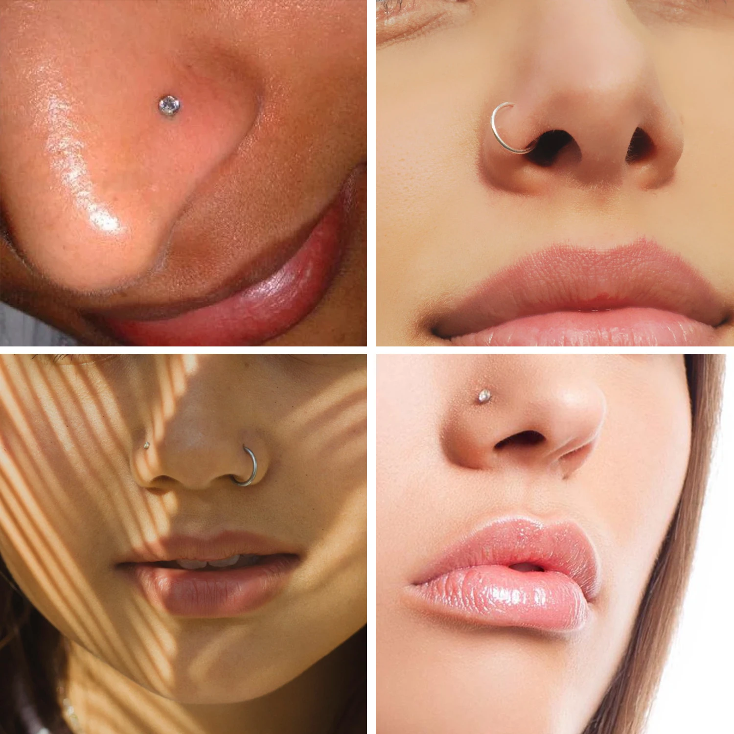 28Pcs/Set 20g Stainless Steel Nose Rings Hoop L Shape Nose Studs Nose Screw Bone  Rainbow Pack For Women Men