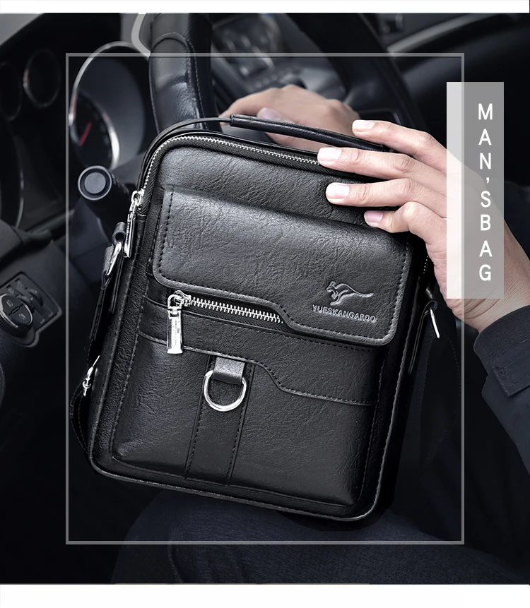 Kangaroo Luxury Brand Vintage Man Bags Leather Shoulder Bag For Men Business Messenger Crossbody Bag Male Fashion Casual Handbag