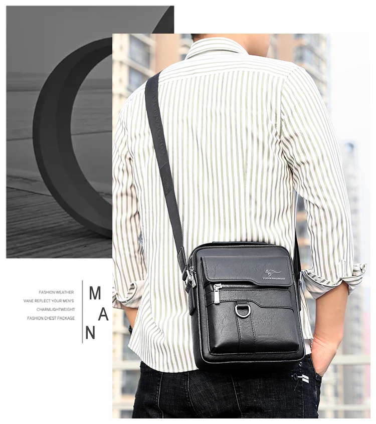 Kangaroo Luxury Brand Vintage Man Bags Leather Shoulder Bag For Men Business Messenger Crossbody Bag Male Fashion Casual Handbag